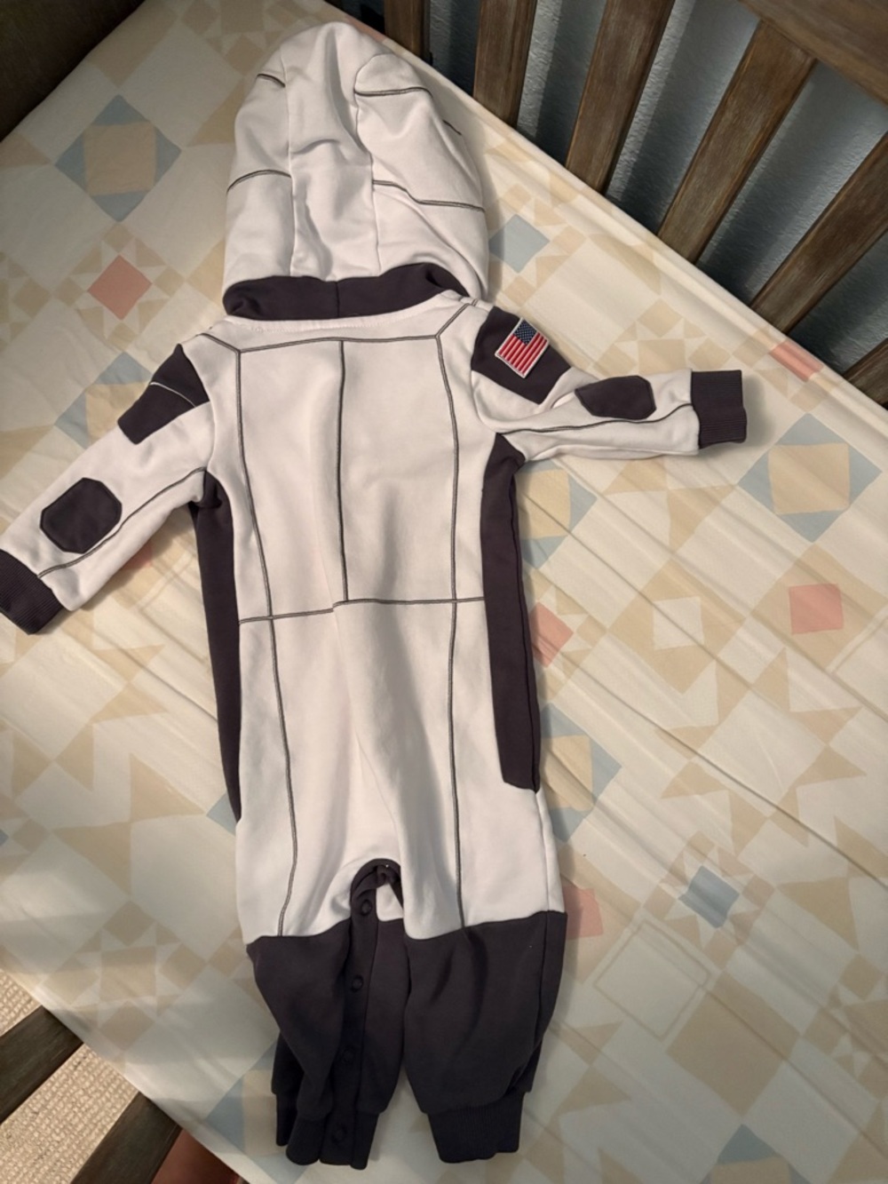 Space X Baby Astronaut One-Piece Hooded Romper in Light Gray and Dark Gray